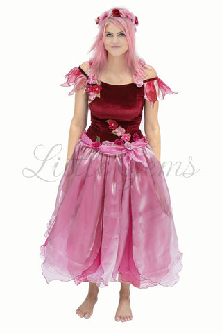 Adult Apple Blossom Fairy Dress Burgundy