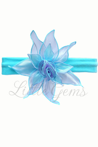 X Headband Tiny Blossom Aqua
