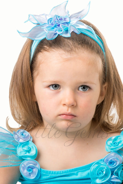X Headband Tiny Blossom Aqua