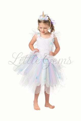 Butterfly Rainbow White Dress