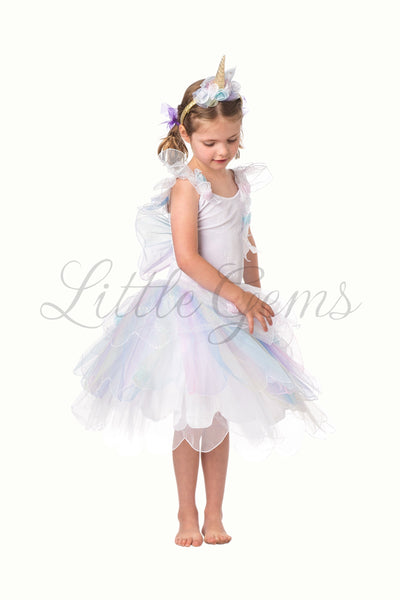 Butterfly Rainbow White Dress