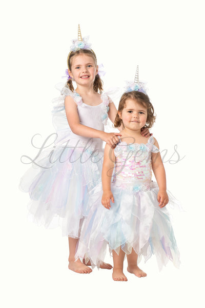 Butterfly Rainbow White Dress